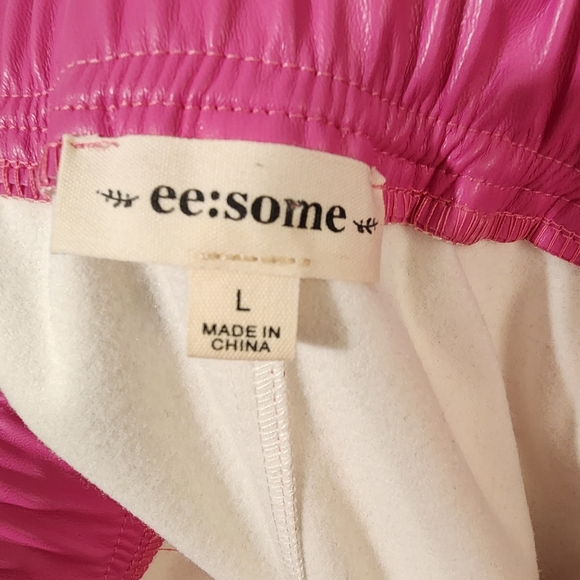 Women's Bubblegum Faux Leather Jogger Pants - Picture 10 of 11